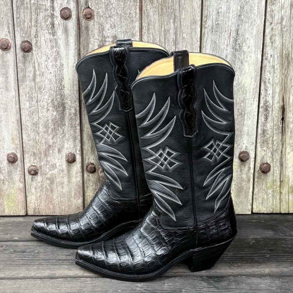 Caboots Handmade In El Paso Texas Exotic Barcelona Smooth Caiman Cowboy Boots - Picture 2 of 9